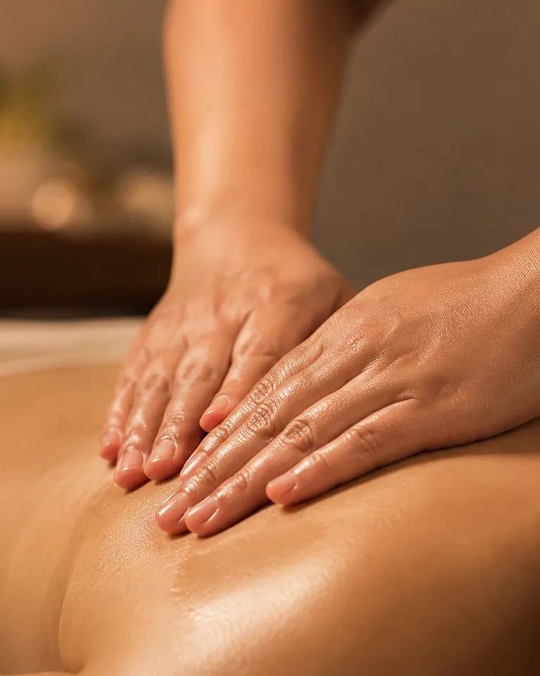 Warm massage oils and rolled towels laid out for an at-home spa session in Dubai